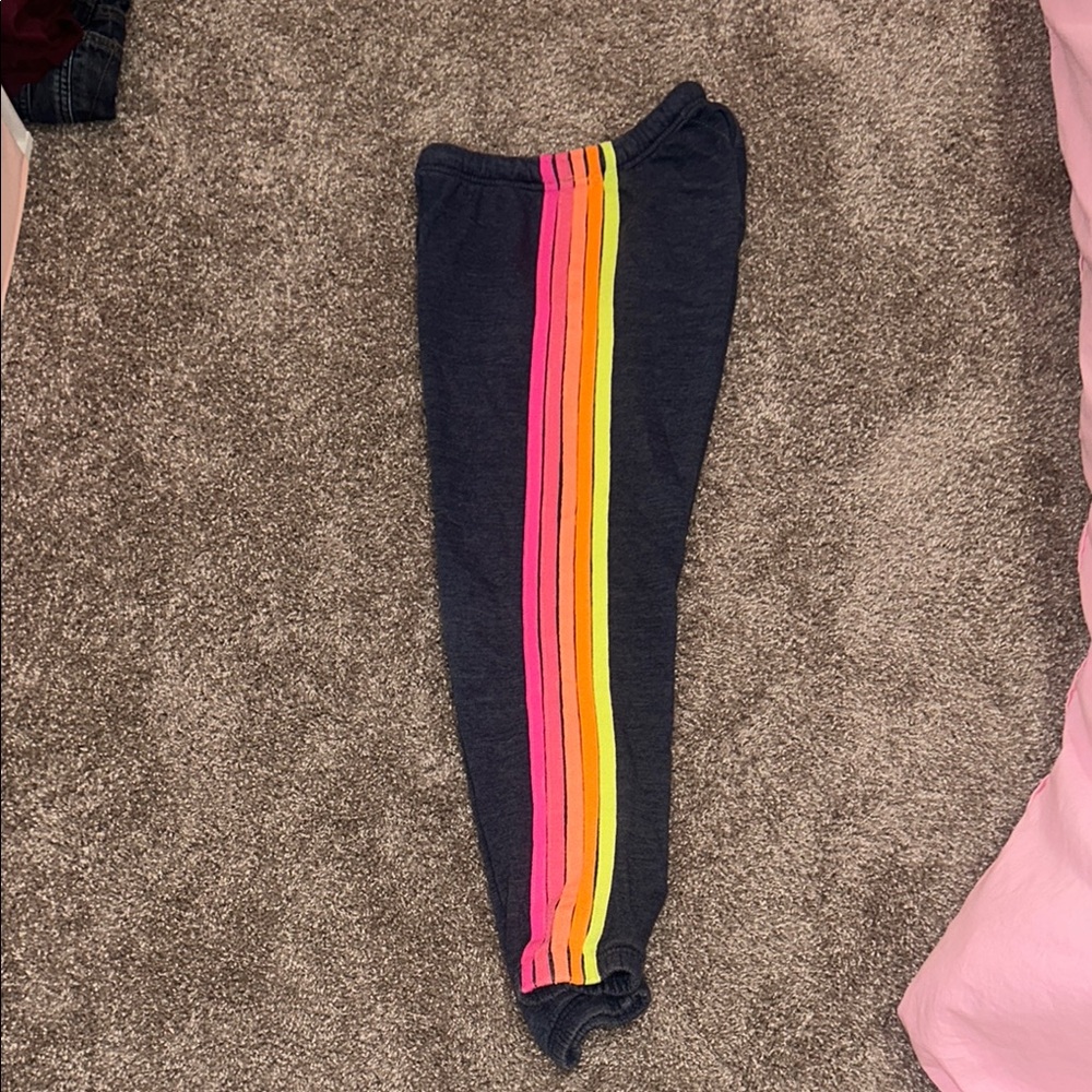 Aviator Nation Dark Blue Joggers with Multicolor Stripes